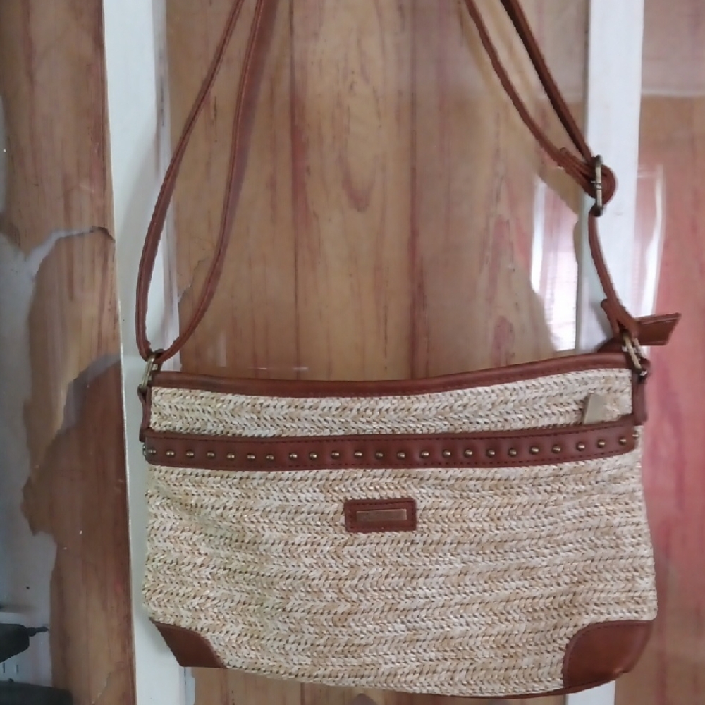 Brown and Cream Women's Bag
